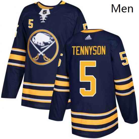 Mens Adidas Buffalo Sabres 5 Matt Tennyson Authentic Navy Blue Home NHL Jersey
